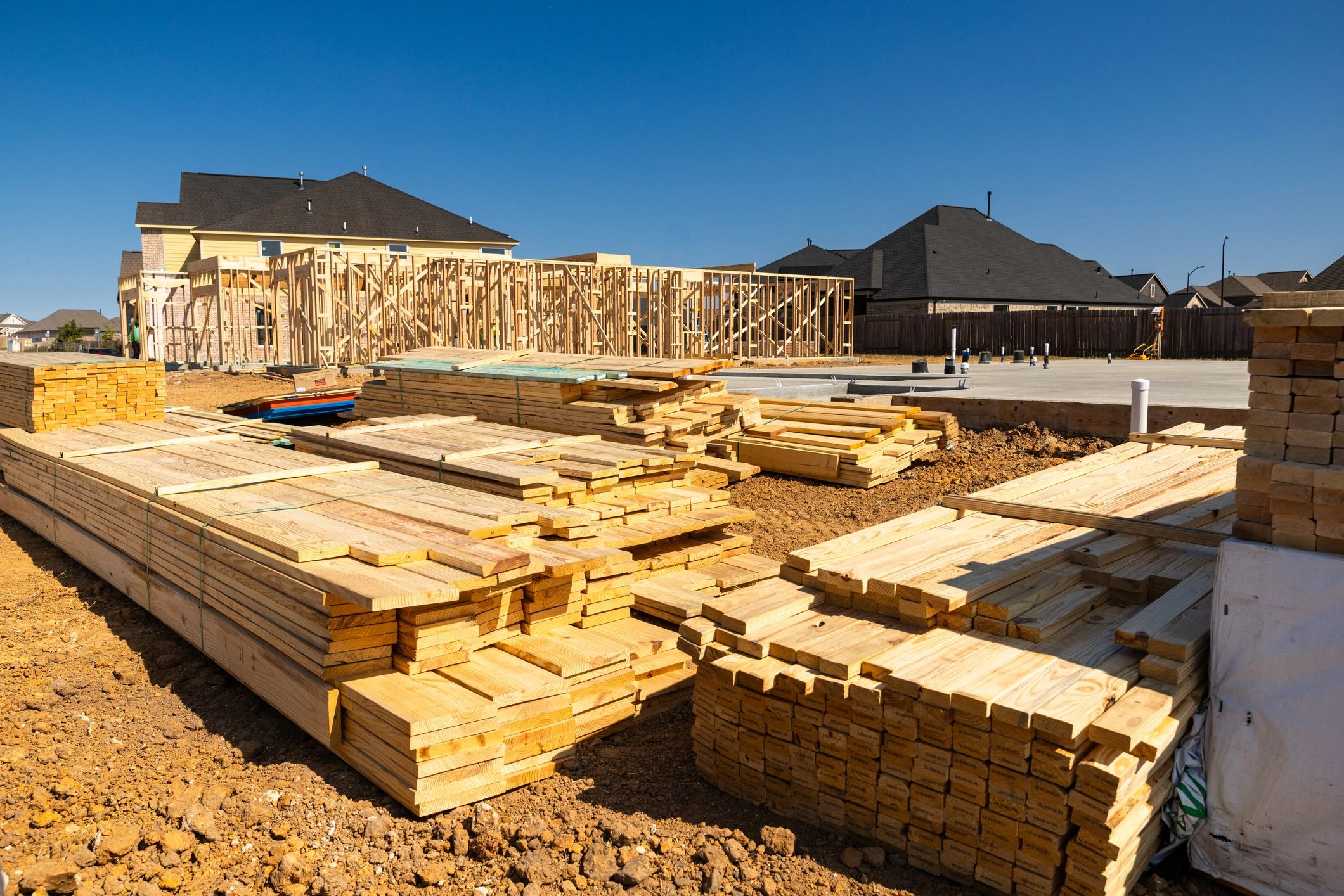 Residential construction framing at an early build stage